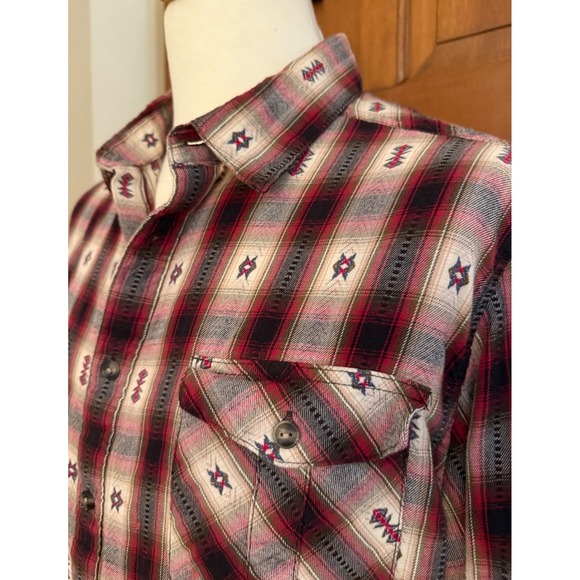 Mossimo Western Flannel Shirt Mens‎ XL Red Long Sleeve Southwestern Button Up - Picture 1 of 14